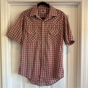 Ely Cattleman Short Sleeve Button Up Plaid Men’s Shirt Size Medium